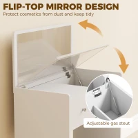 HOMCOM Vanity Desk with Mirror Dressing Table Drawer Set 6 Compartments Storage Stool White(m-5)