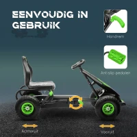 HOMCOM skelter, kindervoertuig met pedaal, pedaalauto, outdoor, groen+zwart(m-5)