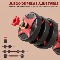 SPORTNOW Juego de Mancuernas Ajustables 20 kg 5 en 1 como Kettlebell Barra Mancuernas Soporte para Flexiones para Gimnasio Casa(m-5)