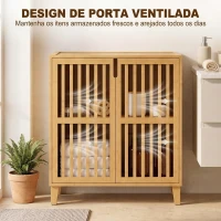 HOMCOM Armário Estreito em Bambu com Prateleira Ajustável e Portas Ventiladas para Casa de Banho, Cozinha ou Hall de Entrada, Natural(m-5)