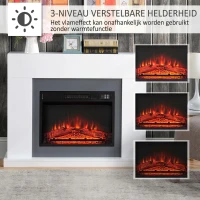HOMCOM LED elektrische haard staande haard haardkachel met vlameffect 1800 / 2000W wit 113 x 26,6 x 87,5 cm(m-4)