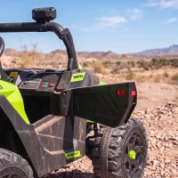 AIYAPLAY UTV elétrico infantil 24 V de 2 lugares com 2 motores de 120 W, comando à distância e suspensão às 4 rodas, verde(m-9)