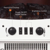 HOMCOM 900W/1800W Freestanding Electric Fireplace, Room Heater with Adjustable Artificial Flame, 3-Sided Tempered Glass, White(m-5)