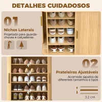 HOMCOM Sapateira de 5 Níveis com Portas Deslizantes para 15 Pares, Carvalho(m-5)