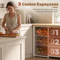 HOMCOM Estante de Cozinha com Arrumação, Suporte para Micro-ondas, Cestos Amovíveis e Armário, 100x35x80 cm, Branco(m-5)