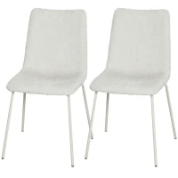 HOMCOM Pack de 2 Sillas de Comedor de Terciopelo con Asiento Respaldo Acolchado y Patas Metálicas Blanco(m-10)