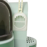 PawHut Maison de toilette, bac à litière fermé pour chat Compartiment Inférieur Amovible pour un Nettoyage Facile Pelle inclus(m-12)