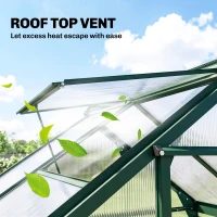 Outsunny 6 x 4ft Polycarbonate Greenhouse, Large Walk in Green House with Slide Door and Window, Garden Plants Grow House with Aluminium Frame and Foundation, Dark Green(m-5)