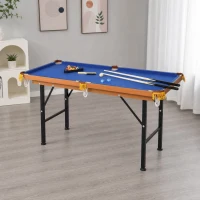 HOMCOM Inklapbare mini-biljarttafel met 2 keuen, 16 ballen, krijt, driehoek en accessoires, 140 x 63 x 75 cm(m-13)