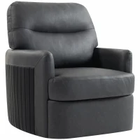 HOMCOM 360° Swivel Accent Chair, Modern Armchair with Thick Cushion, PU Leather Upholstered, Dark Grey(m-1)
