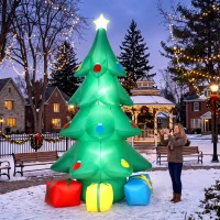 Outsunny Árbol de Navidad Inflable 300 cm con Estrella RGB Luz LED, Cajas de Regalo, XXL IP44 Impermeable para Fiestas Navideñas(m-5)