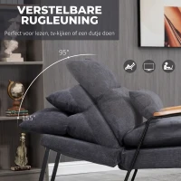 HOMCOM oorfauteuil met kruk, fauteuil met verstelbare rugleuning, grijs(m-4)
