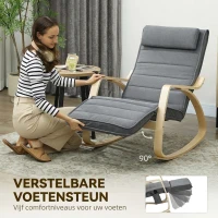 HOMCOM Schommelstoel met Massagefunctie, Lendenverwarming, 3 Modi, Stofbekleding, Grijs(m-5)