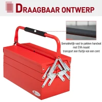 DURHAND gereedschapskist gereedschapskoffer 5-vaks staal 45 x 22,5 x 34,5 cm(m-4)