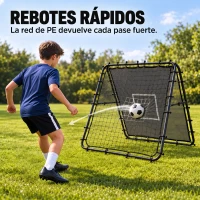 SPORTNOW Red de Rebote de Fútbol Plegable de Doble Cara con 5 Ángulos Ajustables 36 Cuerdas Elásticas 120x99,5x111,5 cm Negro(m-4)