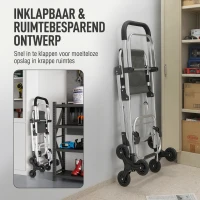 HOMCOM boodschappentrolley, 40 L Oxford-tas, 3-wieldesign, aluminium frame, zitting, donkergrijs(m-7)