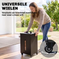 Outsunny Metalen pelletbak op wielen, 30 kg pelletopslag met zeef en kijkvenster, 36,5 x 36,5 x 61,5 cm(m-7)