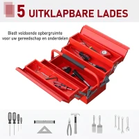 DURHAND gereedschapskist gereedschapskoffer 5-vaks staal 45 x 22,5 x 34,5 cm(m-5)