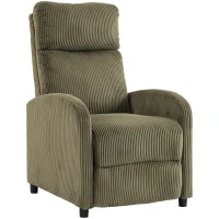 HOMCOM Sillón Relax Reclinable de Pana hasta 135° Reposapiés Respaldo Alto Acolchado Grueso Montaje Fácil Verde Oscuro(m-1)