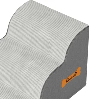 PawHut Dog Steps for Bed and Sofa, 3-Step Non-Slip Dog Stairs with Removable Washable Cover, Carry Handle, Light Grey(m-10)