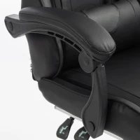 HOMCOM Silla Gaming Ergonómica con Cojín Lumbar Masajeador, Silla Gaming Reclinable en Cuero Sintético, Negro(m-6)