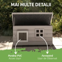 Pawhut Casa din lemn pentru pisici cu acoperis de asfalt, 87x52x44cm, Gri(m-6)
