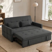HOMCOM Divano 2 Posti Convertibile in Divano Letto Clic Clac con 2 Cuscini in Tessuto, Grigio Scuro(m-2)