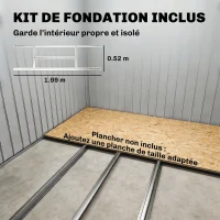 Outsunny Abri de Jardin 2,42 m² - Remise pour Outils avec Fondation - cabanon Porte verrouillable - tôle d'acier marron clair(m-6)