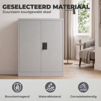 Vinsetto Stalen archiefkast met verstelbare plank en slot voor werkkamer of woonkamer, grijs(m-4)