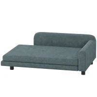 PawHut Sofá para Perro Cama para Perro Cojín Desenfundable Lavable Respaldo Alto Brazos Terciopelo 101x66x34,5cm Gris(m-11)