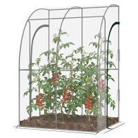 Outsunny Serre de Jardin adossée serre adossée 2 portes zippées enroulables acier PVC transparent(m-17)