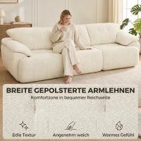 HOMCOM 3-Sitzer-Sofa, 260 cm, Chenille, rahmenloses Modulsofa mit extra breiter, tiefer Sitzfläche, breiten Armlehnen(m-6)