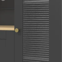 HOMCOM Mueble armario microondas para cocina con 1 nicho, 3 puertas pasacables 80 x 35 x 97 cm negro y aspecto madera(m-6)