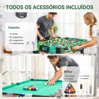HOMCOM Mesa de Jogos 6 em 1 Dobrável Bilhar Matraquilho Ping Pong Lançamento de Anéis Hóquei com Bastão e Hóquei com Discos 118x104x71cm Multicor(m-6)