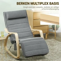 HOMCOM Schommelstoel met Massagefunctie, Lendenverwarming, 3 Modi, Stofbekleding, Grijs(m-7)