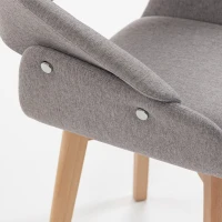 HOMCOM Lote de 2 Sillas de Comedor, Sillas de Cocina en Tejido Efecto Lino, Respaldo Curvado, Patas en Madera de Haya, Gris(m-7)