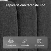 HOMCOM Cama Tapizada Doble 160x200 cm con Cabecero Acolchado Ajustable Láminas de Madera Fácil Montaje Gris Oscuro(m-5)