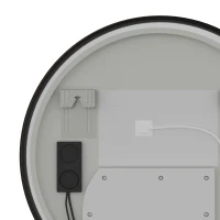 HOMCOM Bathroom Mirror with LED Lights, 60cm Round LED Bathroom Mirror with 3 Colours Dimmable, Bluetooth, Anti-Fog, Black(m-12)