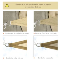 Outsunny Toldo Vela Triangular 3x3x3 m Vela de Sombra para Jardín Patio Terraza HDPE Anti UV y Transpirable Color Arena(m-5)