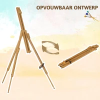 Vinsetto Houten schildersezel, natuurlijk beukenhout, in hoogte verstelbaar, inklapbaar.(m-7)