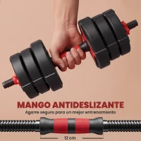 SPORTNOW Juego de Mancuernas Ajustables 25 kg 6 en 1 como Kettlebell Barra Mancuernas Soporte para Flexiones para Gimnasio Casa(m-6)