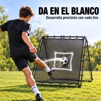 SPORTNOW Red de Rebote de Fútbol Plegable de Doble Cara con 5 Ángulos Ajustables 36 Cuerdas Elásticas 120x99,5x111,5 cm Negro(m-5)