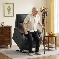 HOMCOM Riser Recliner Chair with Massage and Heat, Electric Lift Recliner Armchair for Elderly, with Side Table, Black(m-2)