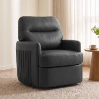 HOMCOM 360° Swivel Accent Chair, Modern Armchair with Thick Cushion, PU Leather Upholstered, Dark Grey(m-2)