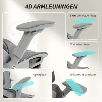 HOMCOM Ergonomische mesh bureaustoel met gesplitste rugleuning, lendensteun en 4D opklapbare armleuningen, grijs(m-7)