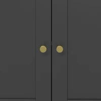 HOMCOM Mueble armario microondas para cocina con 1 nicho, 3 puertas pasacables 80 x 35 x 97 cm negro y aspecto madera(m-7)