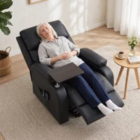 HOMCOM Riser Recliner Chair with Massage and Heat, Electric Lift Recliner Armchair for Elderly, with Side Table, Black(m-9)