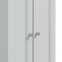 HOMCOM Tall Bathroom Storage Cabinet, 6-Tier Slim Bathroom Cabinet with Adjustable Shelf, 4 Soft-Close Doors, Dusty Blue(m-12)
