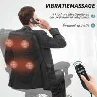 Vinsetto Massagestoel Bureau met Massagefunctie, incl. Voetensteun, Verstelbaar, 64 cm x 70 cm x 118 cm, Zwart(m-4)