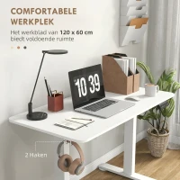 Vinsetto Sta-bureau, in hoogte verstelbaar, 120x60x72-116cm, Wit(m-7)